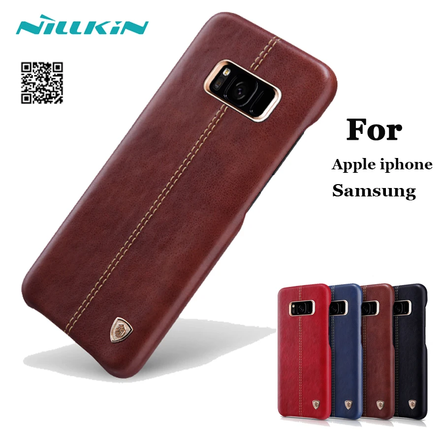 

For Apple iPhone 7 8 Plus X MX Max Case Original Nillkin Englon Leather Cover For Samsung S8+ S9 Back Cover Built-in Iron Shell