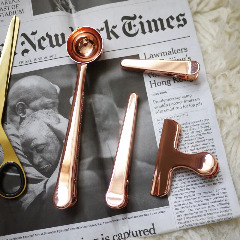 Gold color Two in one spoon sealing clip Measuring Spoon coffee spooN_tiMSF Gold color Two in one spoon sealing clip Measuring Spoon coffee spooN_tiMSF