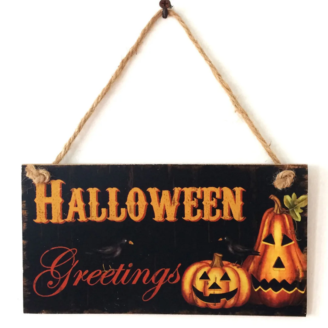 Halloween Wooden Door Hanging Plaque Board Sign Art Party Home Wall Decor