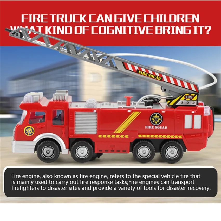

FireTruck Toy Car Shooting Water Lights N Sounds Fire Truck Toy Rescue Vehicle Gift Inertia Toy for Kids #40