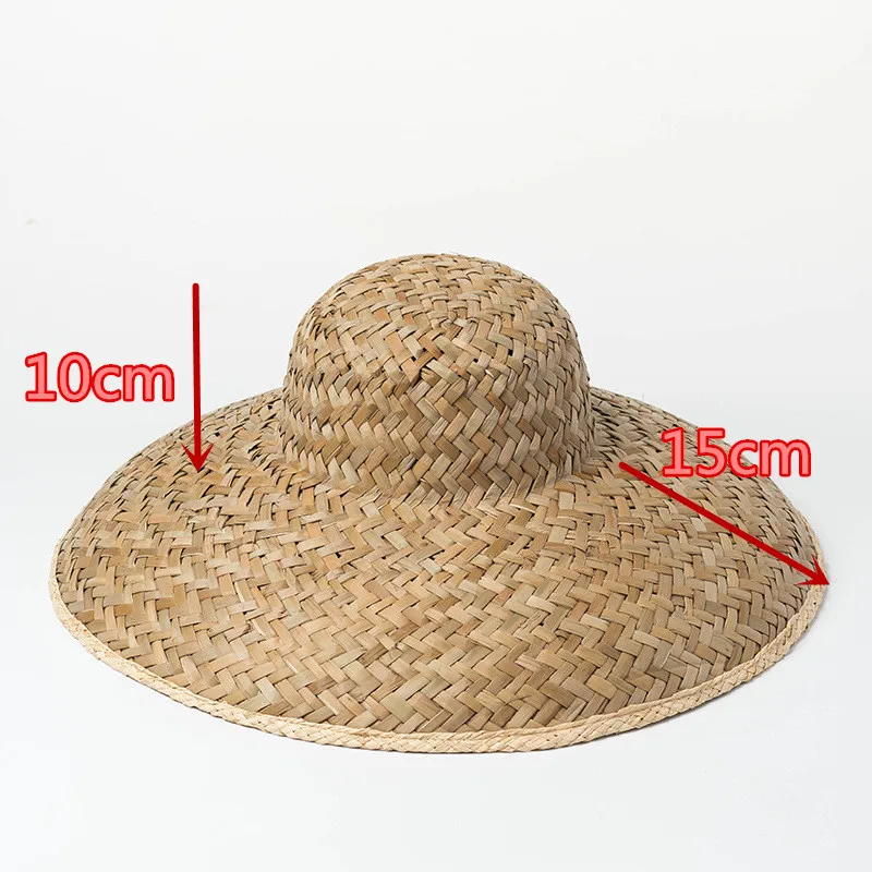 01902-HH7213 الصيف الطبيعي اليدوية العشب الترفيه الشاطئ الرياح حافة قبعة واقية من الشمس الرجال النساء عطلة قبعة