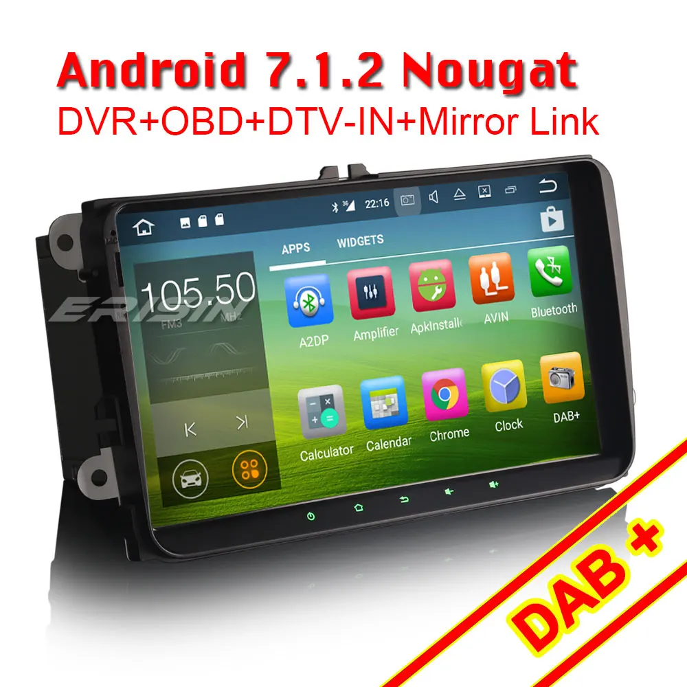 Erisin ES3718V 9-дюймовый автомобильный dvd плеер android DAB OBD WI-FI 3g для PASSAT CC (2008 до 2013) |
