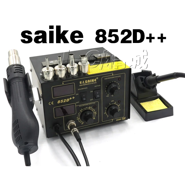 SAIKE 852D + паять железа паяльник пистолет горячего воздуха 2 в 1 паяльная станция|iron
