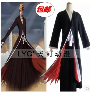 

New Just Now Popular Anime BLEACH Cos Kurosaki ichigo Cosplay Halloween Swastika Solution Cloak Black Battle Dress