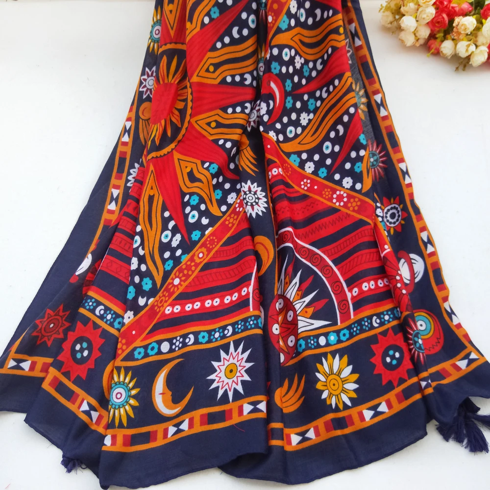 Новинка, женский длинный шарф из хлопка, Осенние мягкие женские этнические стильные шали с кисточками, тонкие летние женские шарфы хиджабы