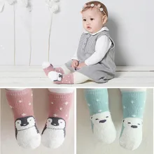 Осень-зима Детские носки с забавными мультяшными рисунками для новорожденных, для детей, для девочек, нескользящие носки осень-зима носки-тапочки; детские домашние тапочки