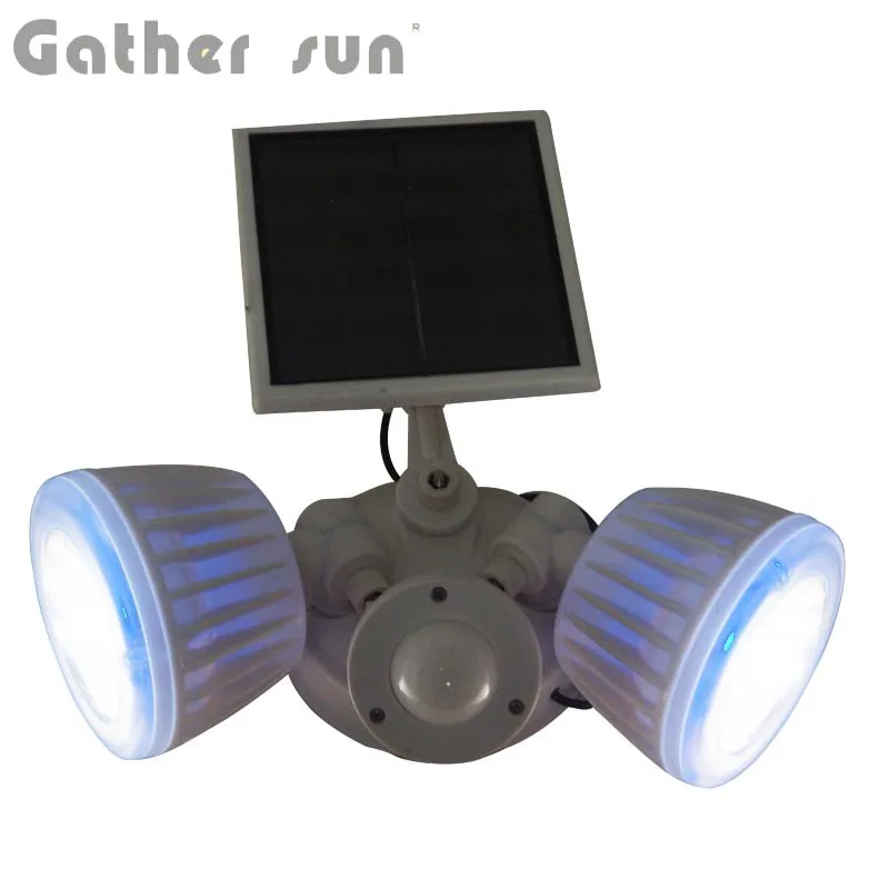 Solar PIR Sensor Light Outdoor IP44 Waterproof White ABS Body Spotlight Solar Power Source Security Lamp For House/Yard Lighting