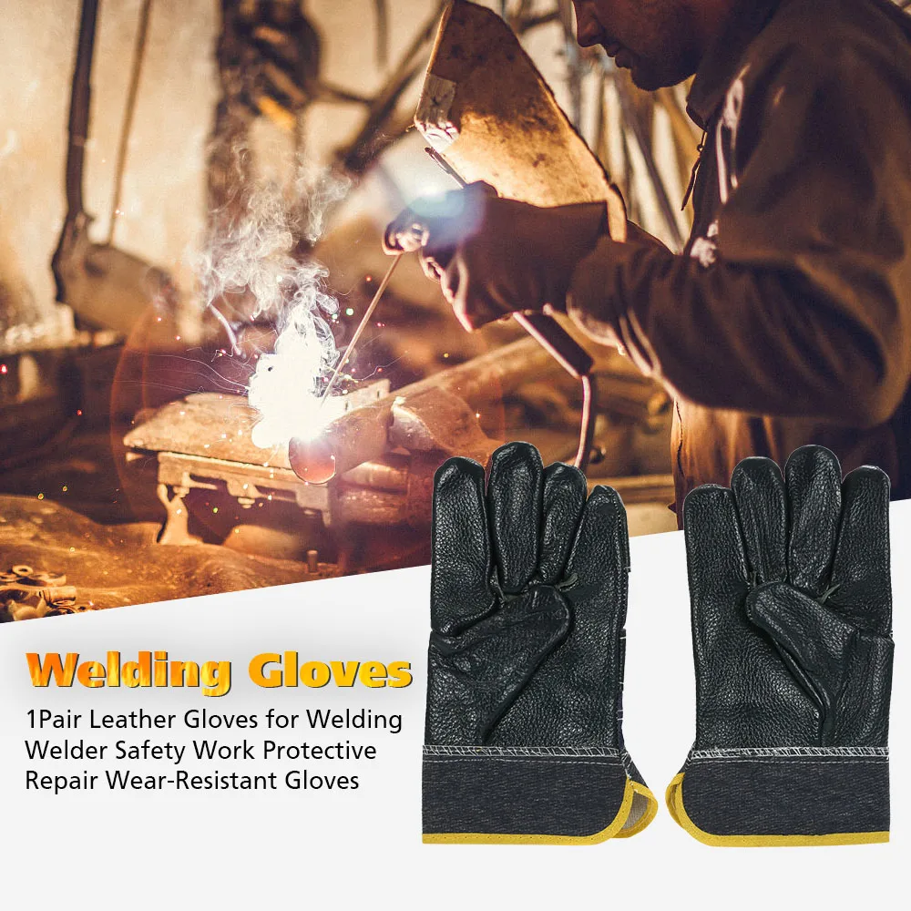 1Pair Leather Gloves for Welding Welder Safety Work Protective Repair Wear Resistant Gloves