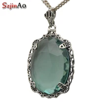 Szjinao Южная Корея издание личности ретро ювелирные изделия 925 стерлингового серебра Подвеска с синим кристаллом