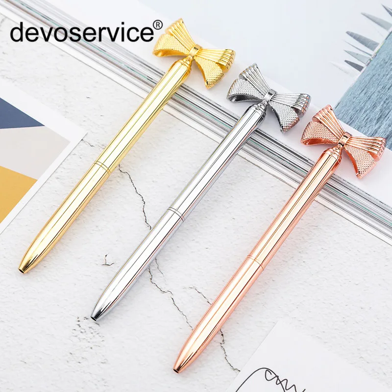 

1pc Creative Cute Bow-knot Ballpoint Pens Cartoon Students Office Stationery Pens Metal Promotion Pen Gifts Celebration Supplies