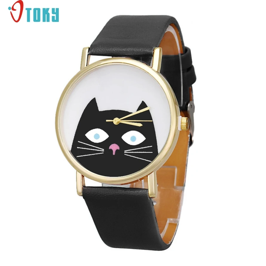 font b Watch b font OTOKY Willby Black Cat Face font b Watch b font