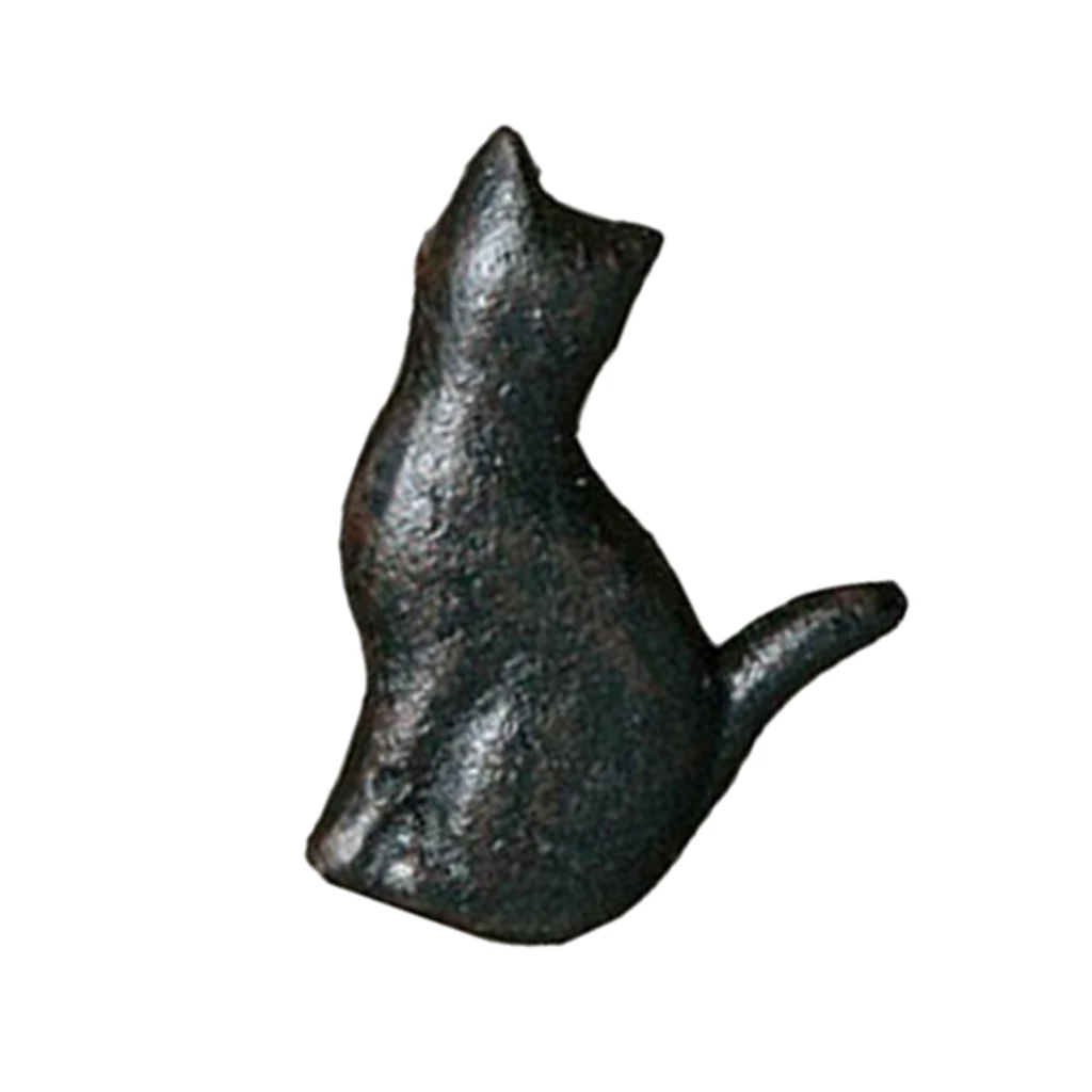 Cast Iron Matt Black Cat Shaped Cupboard Drawer Knob Kitchen Cabinet Door Pull Knobs with Screws