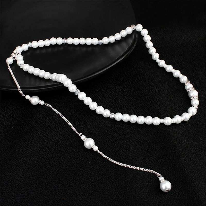 Boho Pearl Back Drop Chain Necklace Silver Crystal Backless Body Jewelry For Women Boho Pearl Back Drop Chain Necklace Silver Crystal Backless Body Jewelry For Women