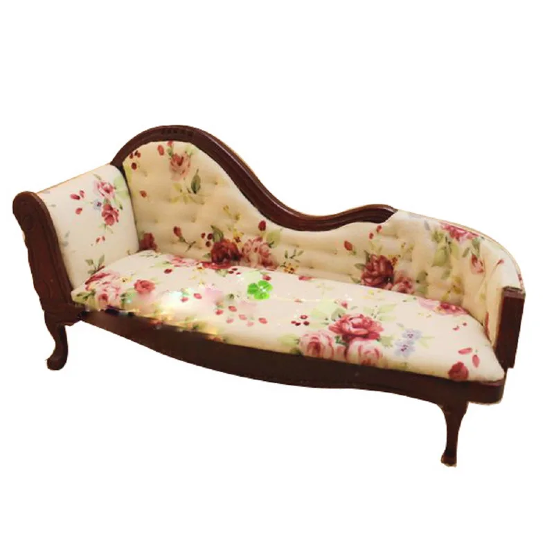 Buy 1/12 Dollhouse Miniature Furniture Chaise Lounge Floral Pattern Hot Selling
