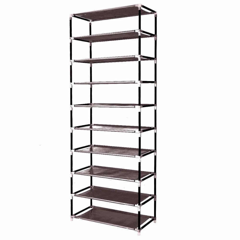 Giantex 10 Tier Shoe Tower Rack With Fabric Cover 18 Pair Home Space Saving Organizer Portable Shoes Shelf Cabinet HW57331