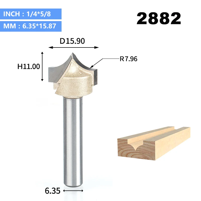 HUHAO 1 шт. 1/" 1/2" хвостовик деревообрабатывающий резак двойная фреза для отделки кромки биты для карбида дерева деревообрабатывающие гравировальные инструменты резьба бит - Длина режущей кромки: 2882
