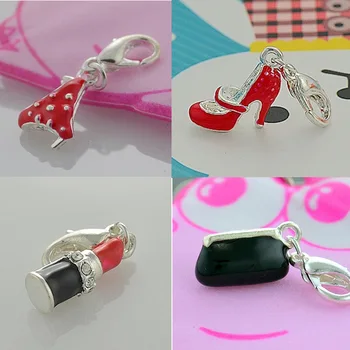 

DOYUBO Cute Zinc Alloy DIY Charms Of Trunks/High Heels/Lipstick/Wallet Bag Shape Charms Fashion DIY Alloy Charms Jewelry C010