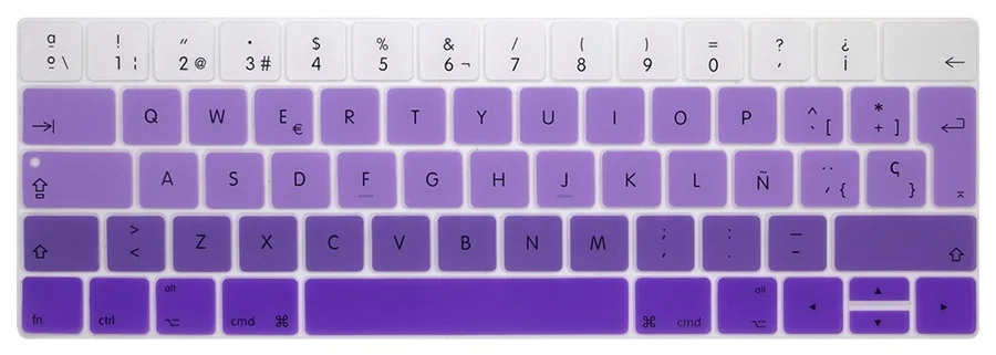 Европейская раскладка испанская клавиатура чехол для нового Macbook Pro 13 15 дюймов с сенсорной панелью A1706 A1707 A1989 A1990 силиконовая защитная кожа - Цвет: Gragient Purple