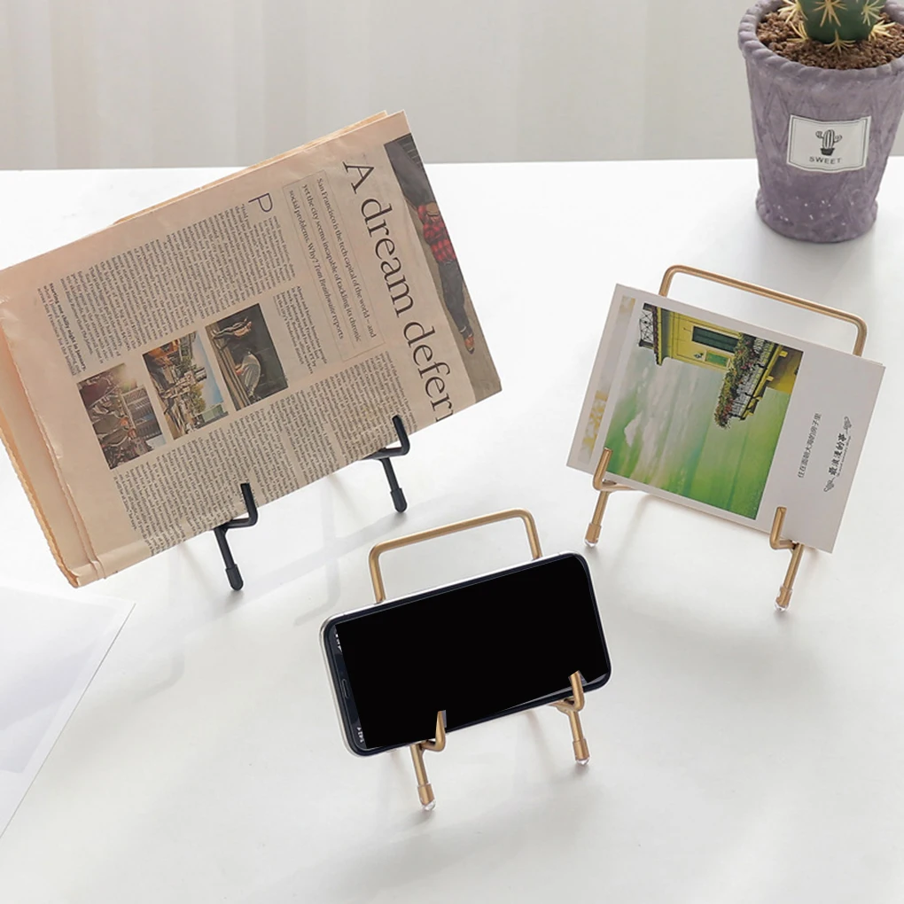 

Small Iron Storage Shelf Phone Storage Holder Desk Book Magazine Bracket Organizer Home Office Decoration