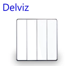Delviz-Panel de cristal de lujo estándar de la UE, interruptor de llave grande 16A, cuatro bandas, interruptor de pared de 4 vías para casa, interruptor de alimentación de Reino Unido