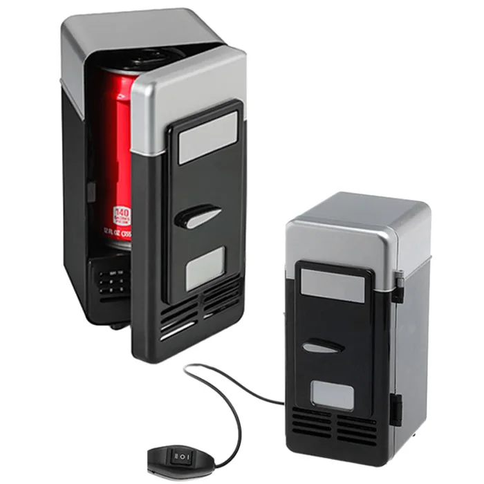 

2 In 1 Mini USB Refrigerators Compressor Portable Mini Fridge LED Indicator Beverage Drink Cans Cooler Warmer With Black Red