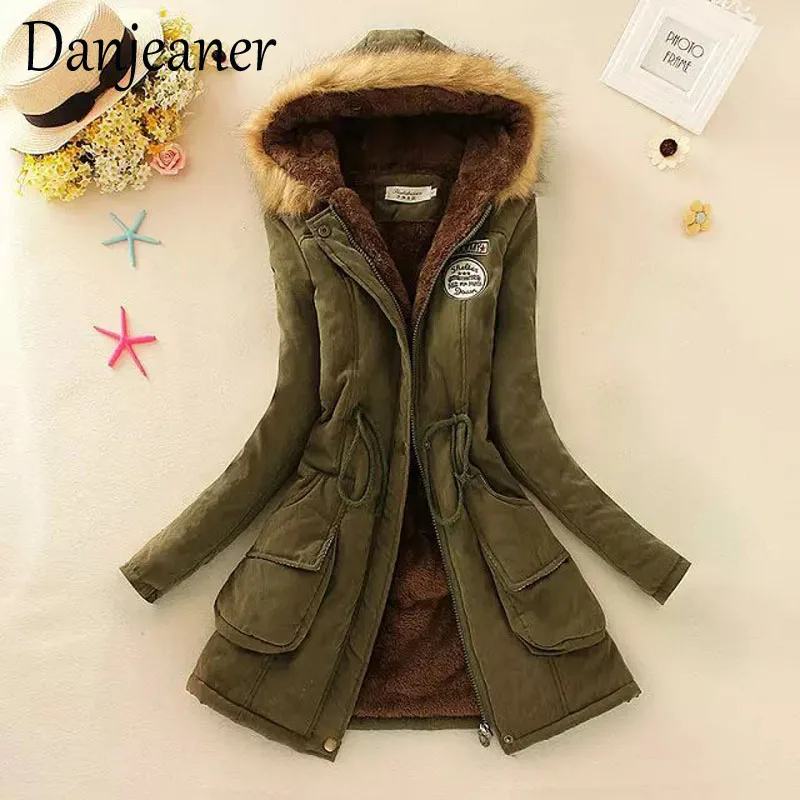 Danjeaner 2018 New Parkas Female Women Winter Coat Thickening Cotton Winter Jacket Women Outwear Slim Parkas for Women Winter