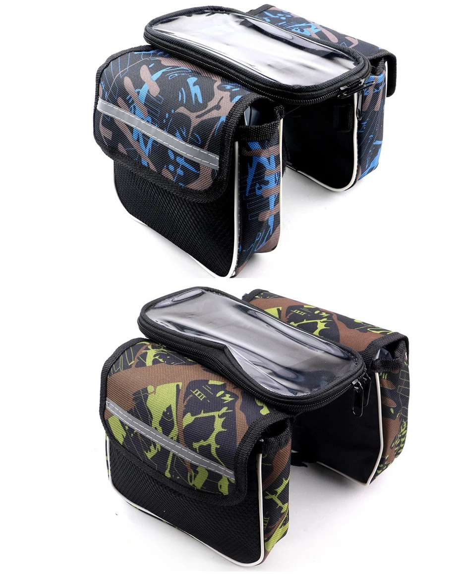 Cheap Bike Frame Bag with Lid Cycling Trunk Bag Multifunction Double Side for MTB Road Bicycle iphone samsung Holder Pannier Bicicleta 2