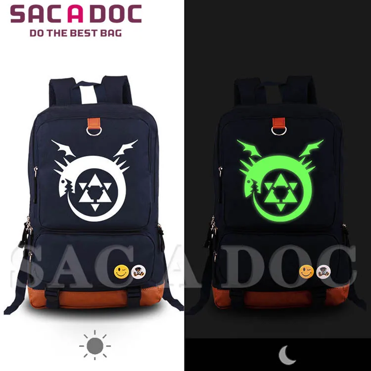 

Cool Anime Fullmetal Alchemist Printing Canvas Noctilucent Backpack Womens Mens Casual Rucksack Travel Daypack Teens Book Bag