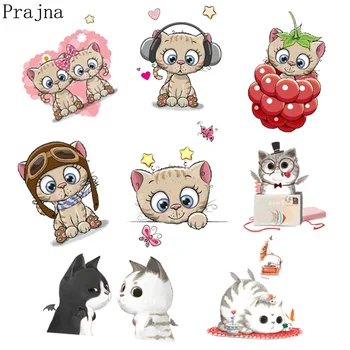 

Prajna Cute Cat Patch Iron On Transfers For Kids Clothes Plastisol Heat Transfer Vinyl Patches Cartoon Thermal Applique Stickers