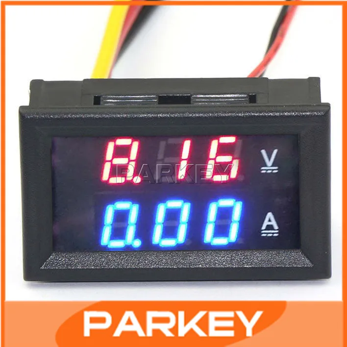 5pcs 2 In 1 Digital Thermometer Voltmeter 12V 24V Dual LED Red Blue Car Volt