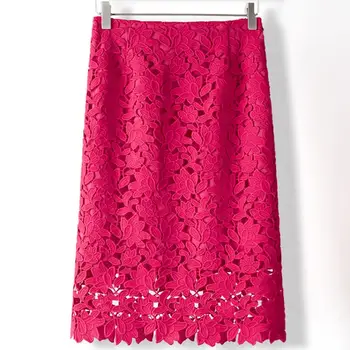 

plus size 4XL !spring Autumn Lace Skirts Women Vintage High Waist Skirt Fashion Knee Length PACKAGE HIP Pencil Skirt