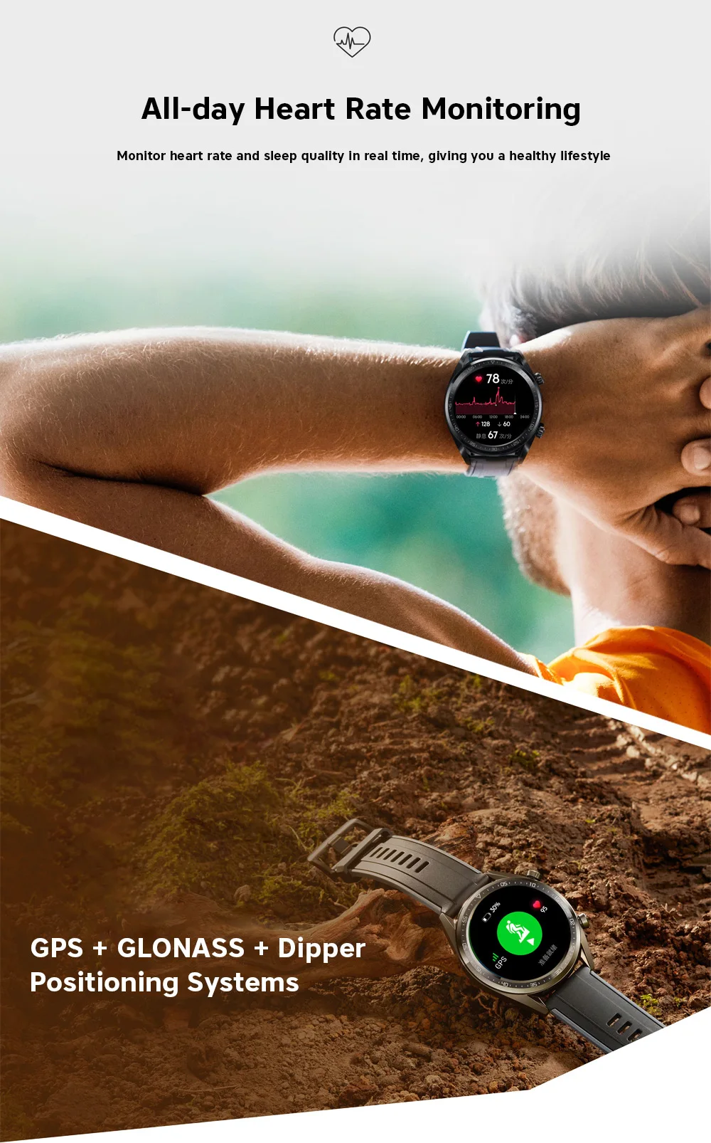 Huawei Watch GT Смарт часы gps ГЛОНАСС NFC 14 дней Срок службы батареи Водонепроницаемый AMOLED экран открытый Пульс Спорт для Android