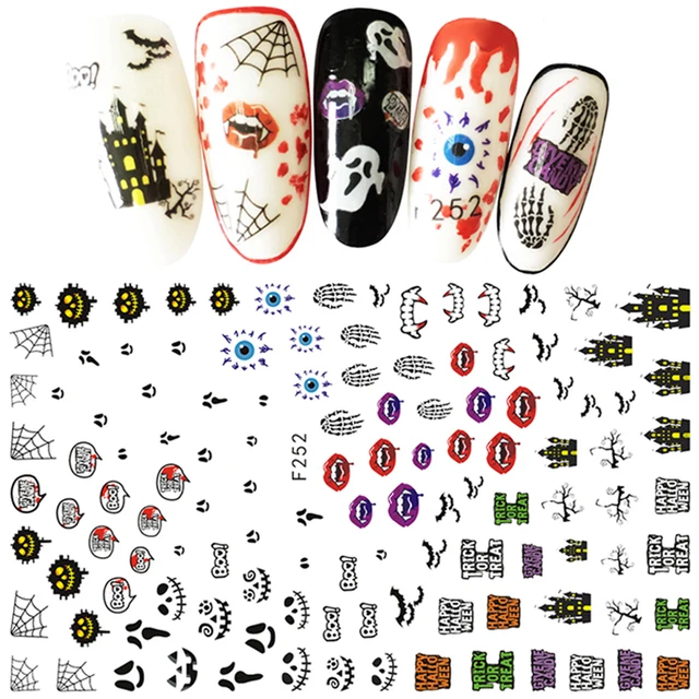 New Skull Pumpkkin Halloween Nail Art Stickers Decorations 3d New Skull Pumpkkin Halloween Nail Art Stickers Decorations 3d
