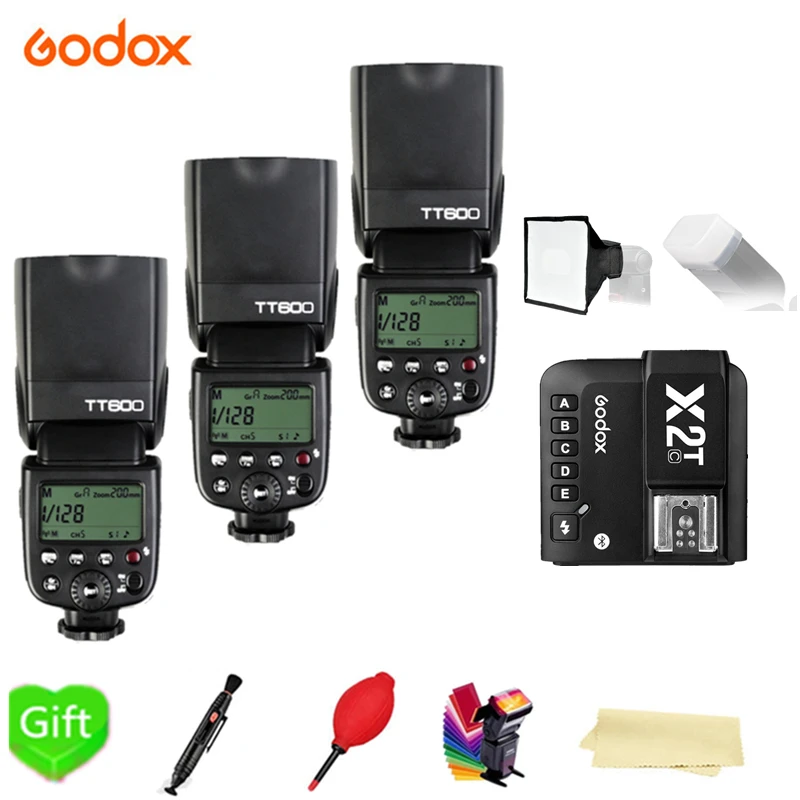 

3X Godox TT600 TT600S Flash Speedlite 2.4G Wireless TTL 1/8000s + X2T-C/N/S/F/O/P Trigger for Canon Nikon sony fuji olympus