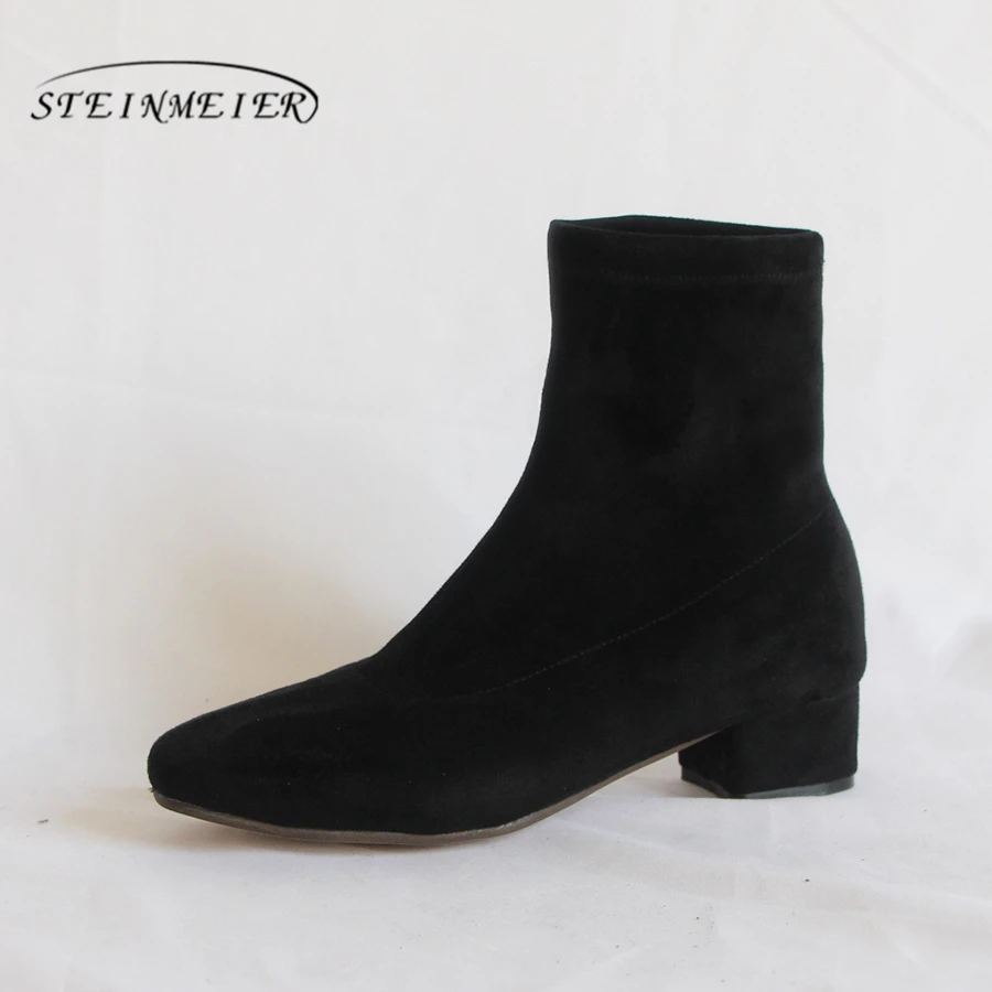 Designer D'hiver Cheville Femmes 2019 Suédé Marque Confortable Chaussures Véritable Vache Main Noir En Doux Bottes Qualité Cuir Black gwqx67xI