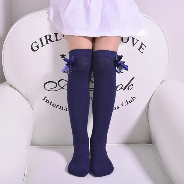 Toddlers Girls Long socks Lovely Baby Kids Bowknot Cotton Plaids Socks