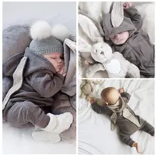 2016 Newborn Infant Baby Girl Boy Clothes Cute 3D Bunny Ear Romper Jumpsuit Playsuit Autumn Winter Warm Bebes Rompers One Piece