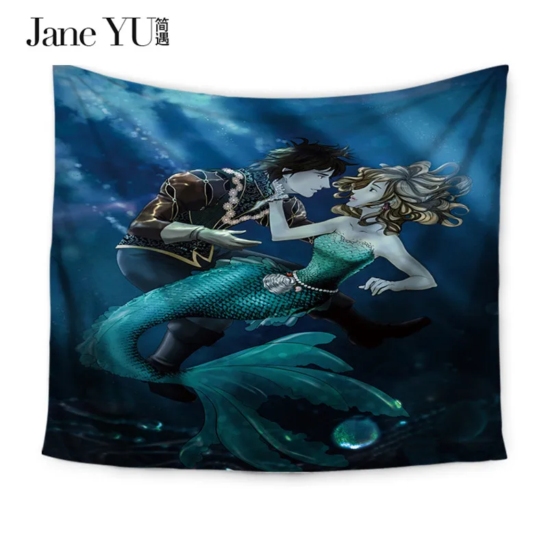 

JaneYU Mermaid Patten Wall Decoration Blankets Sheets Table Cloth Polyester Mandala Tapestry Tapiz