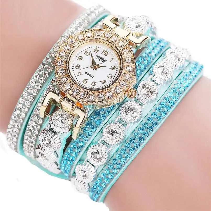 Бренд CCQ браслет часы модные повседневные Аналоговые Кварцевые женские Стразы часы браслет часы подарок Relogio Feminino часы# W - Цвет: MintGreen