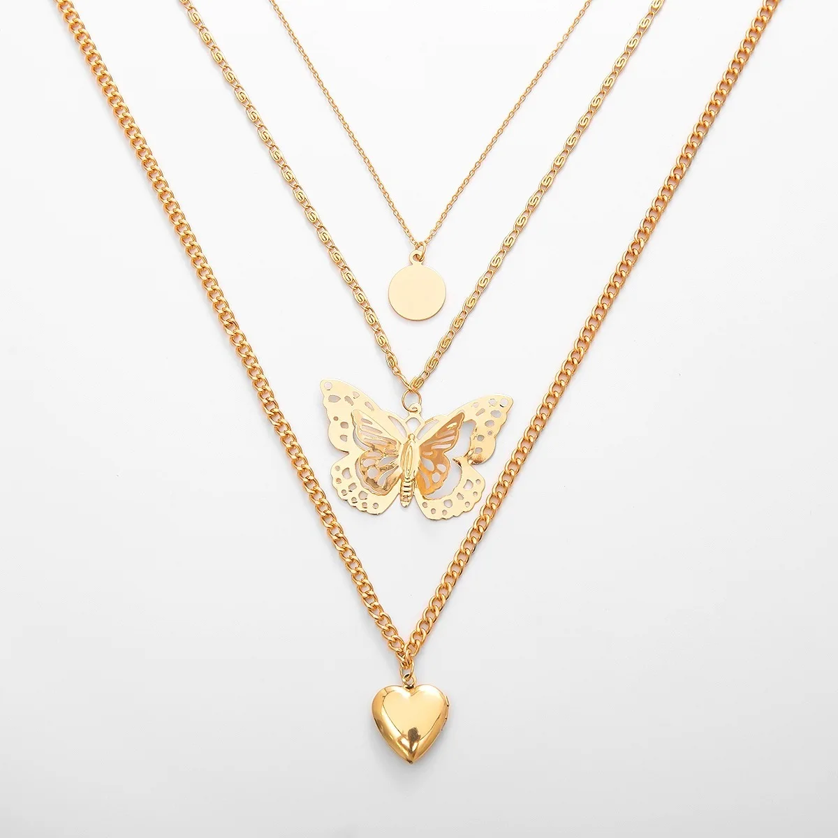 Хип-хоп длинное многослойное ожерелье из цепочек для женщин сердце фото медальон бабочка кулон ожерелье для женщин модное ювелирное изделие