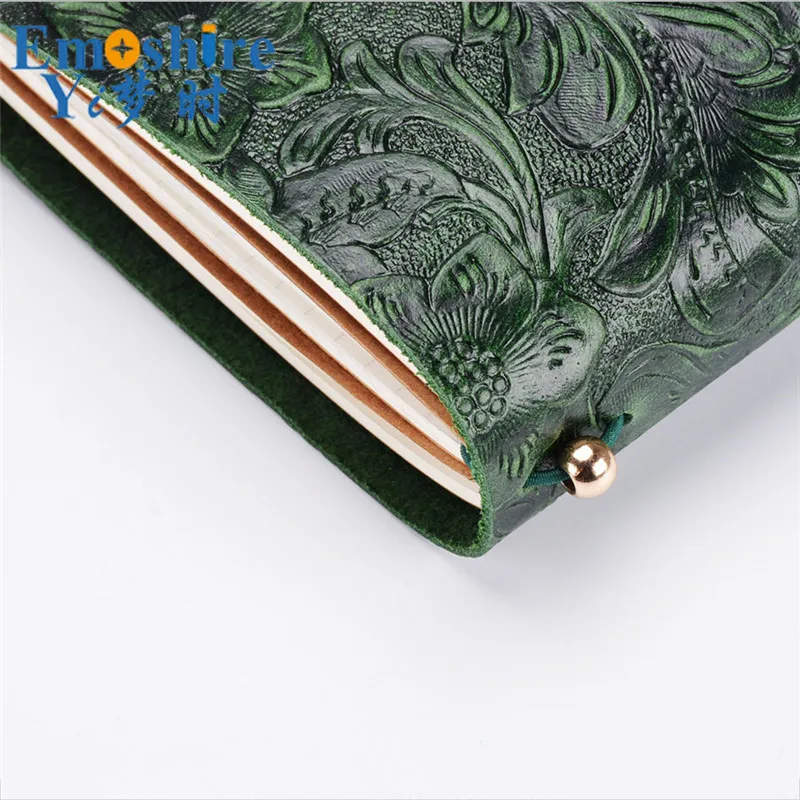 Emoshire Leather notebook retro carved suede leather notebook creative hand book manual loose-leaf journal (3)