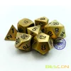 Bescon Brass Solid Metal Polyhedral D&D Dice Set of 7 Copper Metal RPG Role Playing Game Dice 7pcs Set 4