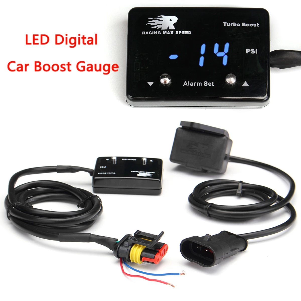 

Car Turbo Boost Gauge Blue Mini LED Digital Display DC 12V Plastic Boost Meter Universal For Car Motorcycle Boat Caravan ATV UTV