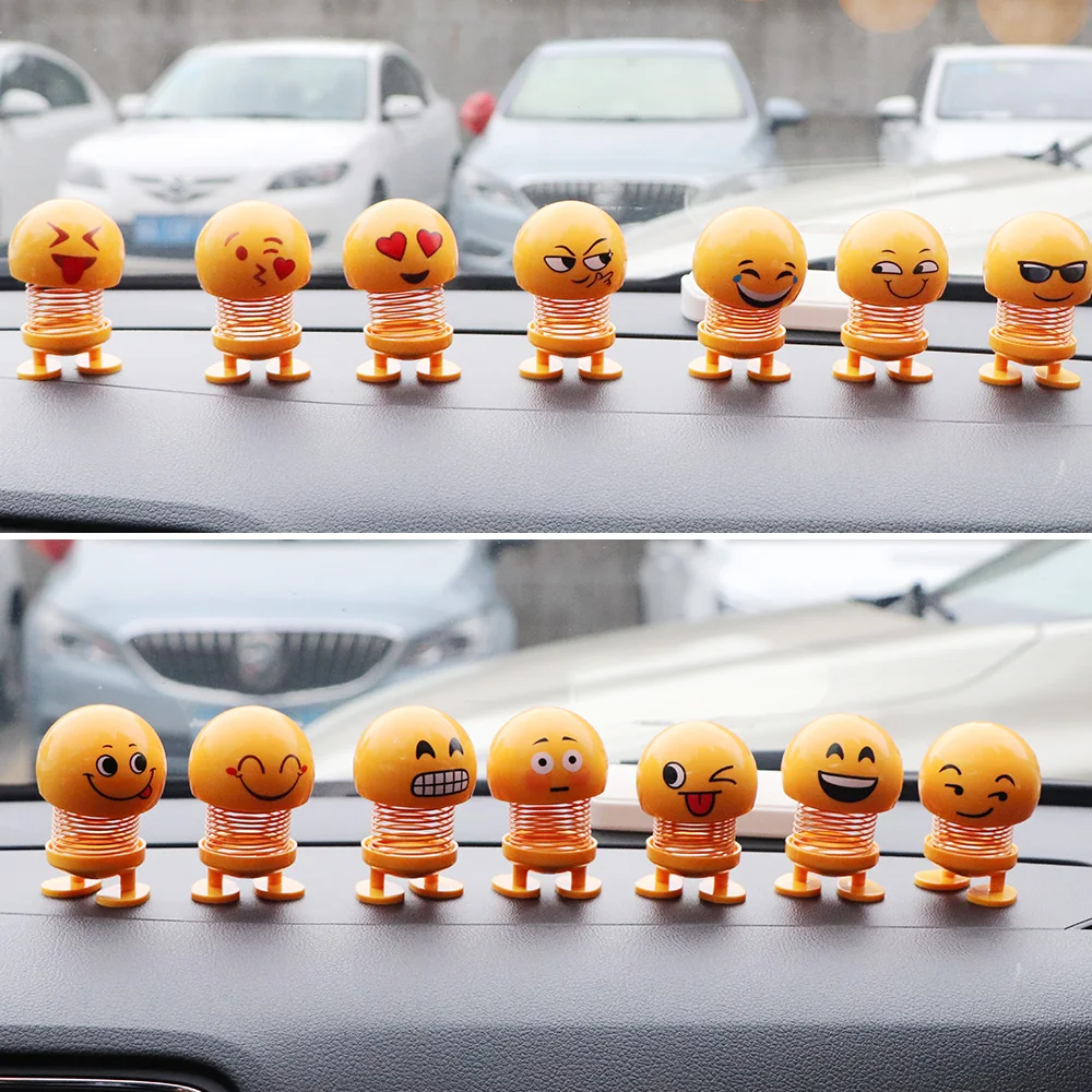 

14PCS Toy Model Shaking Head Doll Emoticon Doll Automobiles Decor Funny Toy Model Brand New Cute Car Interior Accessories