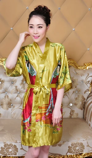 Модный бренд, женский халат, китайский стиль, ручная работа, окрашенный кафтан, халат с поясом, Пери, один размер, банный Халат - Цвет: yellow