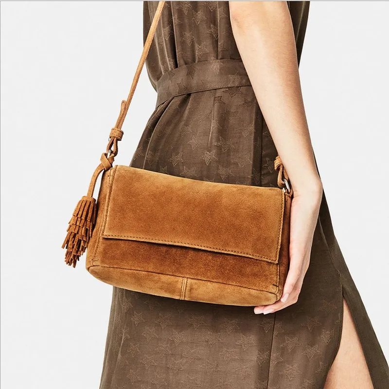Brown Real Leather Crossbody Handbags