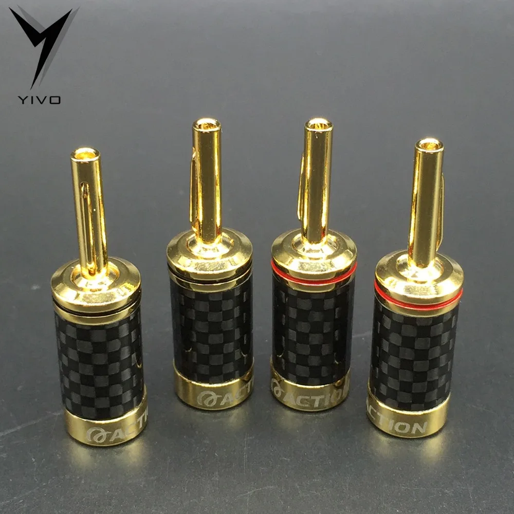 

8pcs Banana Plugs Hi-end HIFI DIY YIVO carbon fiber tellurium copper plated Rhodium or Gold 6mm Audio Jack Banana Connector Plug