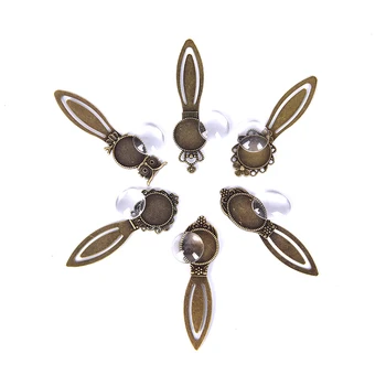 

6pcs Antique Bookmark Base Fit 18mm Round Glass Cabochon Blank Bezel Setting Bookmark Findings Antique Bronze