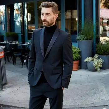 

2019 latest coat pant designs navy blue men suits smart casual suits for wedding stage handsome groom tuxedo male terno 2 pieces