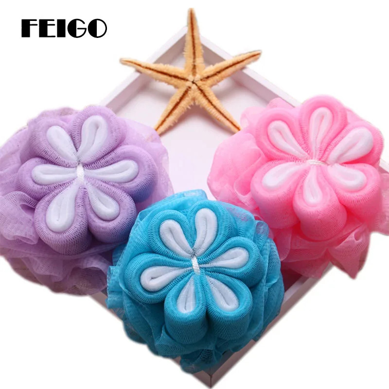

FEIGO Multi-Color Floral Bath Ball Adult Children Clean Body To Death Skin Bath Towel Doap Milk Foam Bathroom Accessories F09